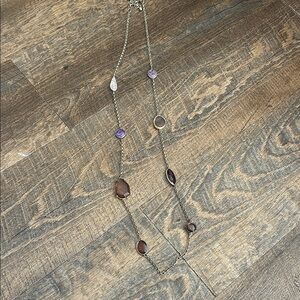 Chicos Elegant Silver and Purple Necklace Crystal Rockhound